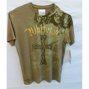 Spirit Conquers w Rhinstone Cross NWT White Tag Premium Light Kanki T shirt XXL